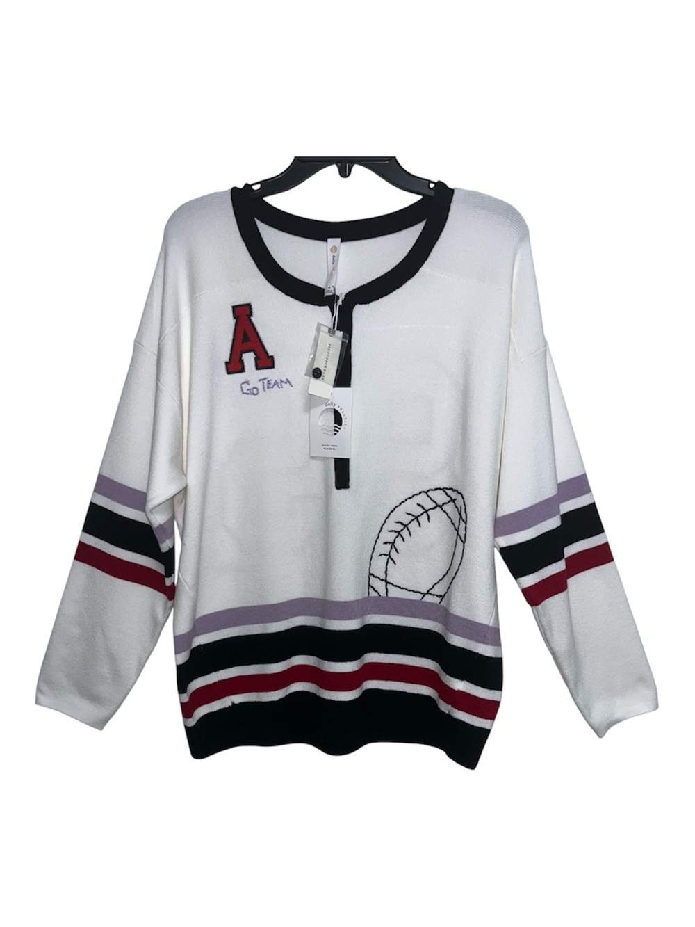 1222.ANTHROPOLOGIE Daily Practice Go Team Embroidered HenleySweater SzM NWT $178 - Picture 8 of 10